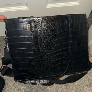 Béis The Mini Work Tote in Black Croc